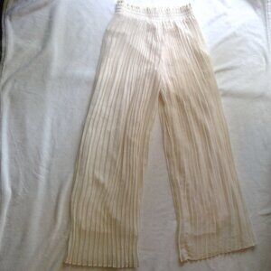 Japna Womens Long Length Pleated Ivory Color Pull-on Comfy Pants